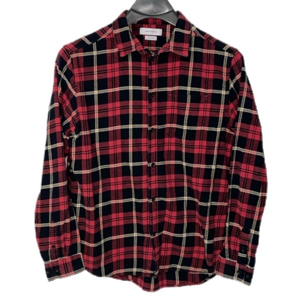 Urban Outfitters men’s Large‎ red/black/yellow/white plaid flannel shirt. EUC